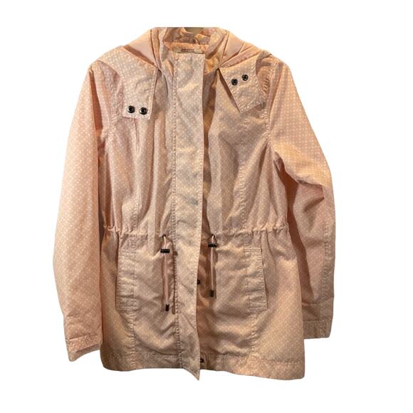 Merona Women’s Pink Hooded Jacket Small Petite Water-Resistant Drawstring - Picture 2 of 14